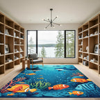Friendly Sharks And Coral Reef Fish Rug