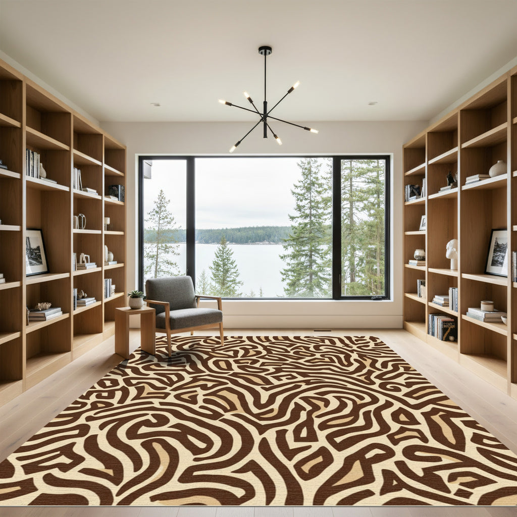 Earthy Tones Abstract Maze Rug