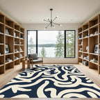 Navy Ivory Organic Flow Rug
