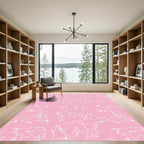 Pink Abstract Line Drawing Figures Rug