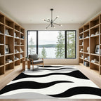Monochromatic Abstract Wave Landscape Rug