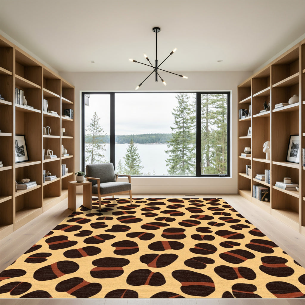 Brown Leopard Spots Ochre Background Rug