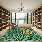 Tiger Amidst Lush Green Tropical Foliage Rug