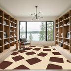 Brown Cream Irregular Squares Rug