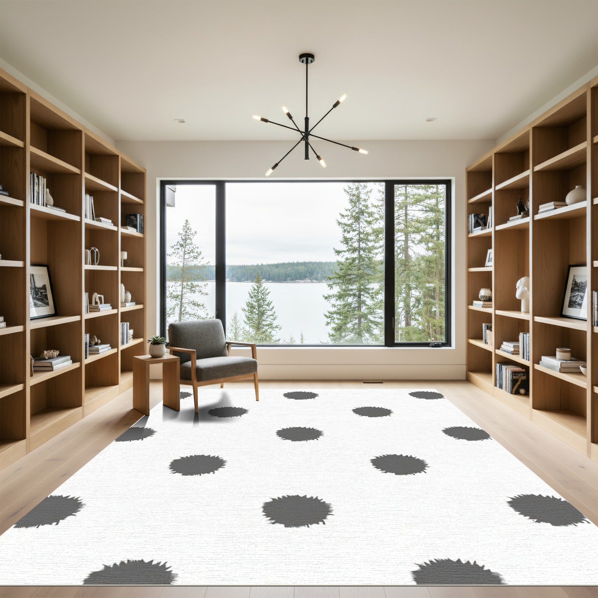Gray Splattered Dot Scatter Rug