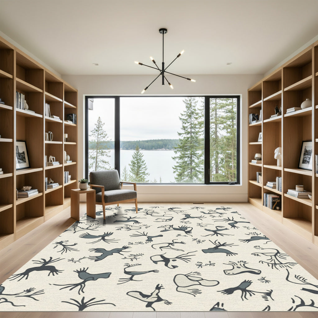 Paleolithic Creatures Repeating Graphic Rug