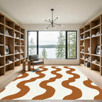 Modern Orange Wave Stripe Rug