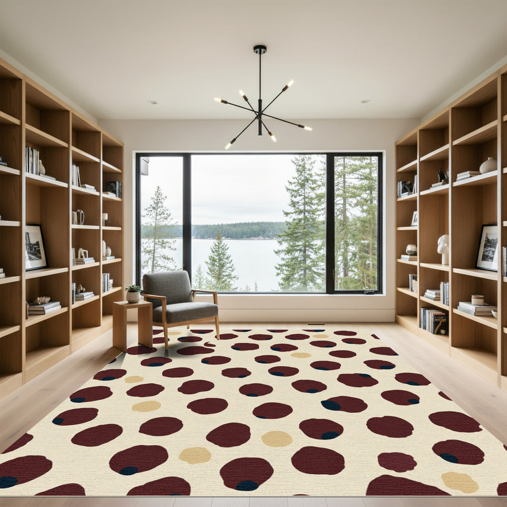 Crimson Polka Dot Scatter Rug