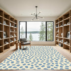 Blue Brushstroke Scatter Cream Rug