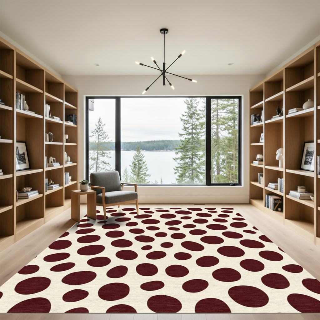 Deep Crimson Polka Dot Spotting Rug