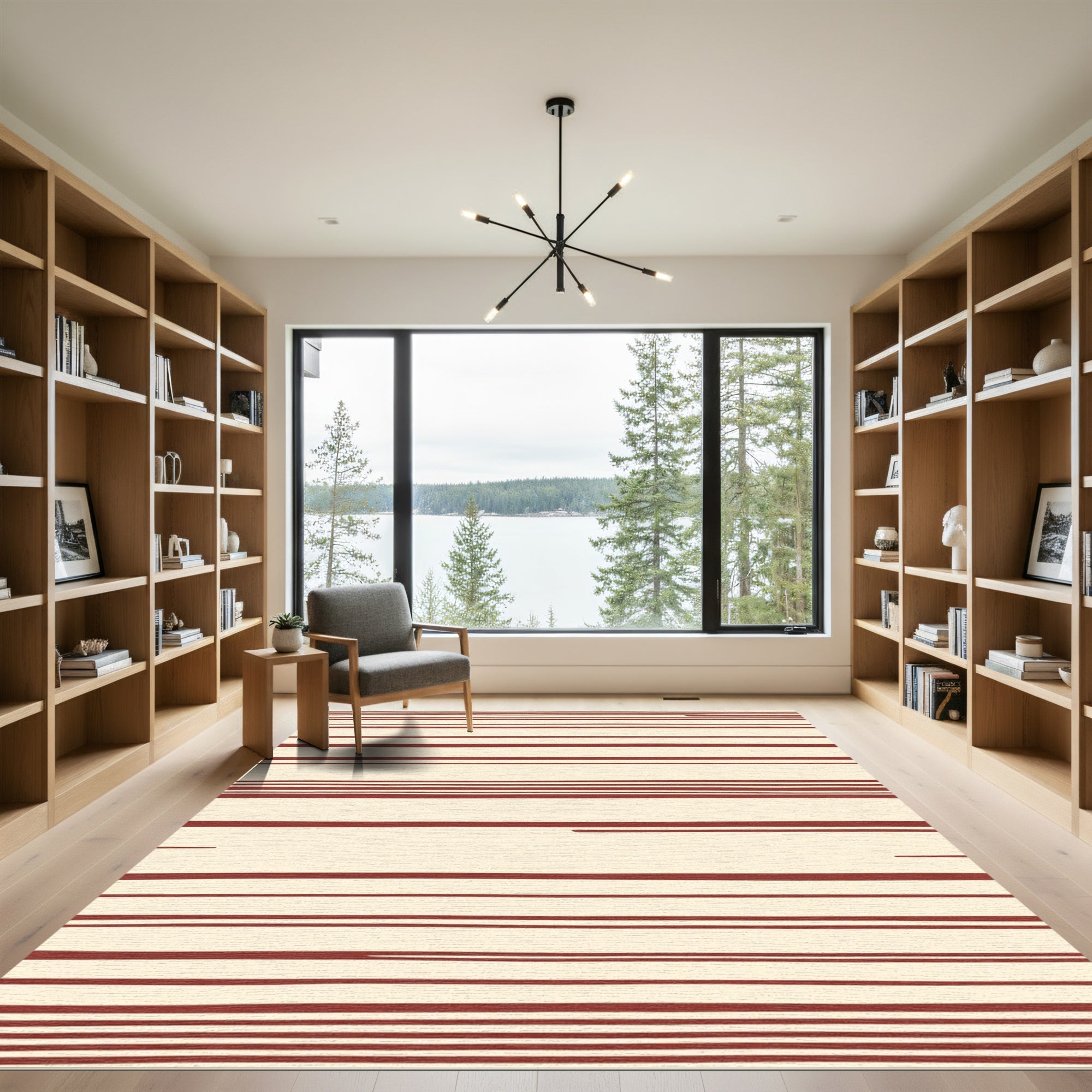 Crimson Cream Horizontal Line Harmony Rug