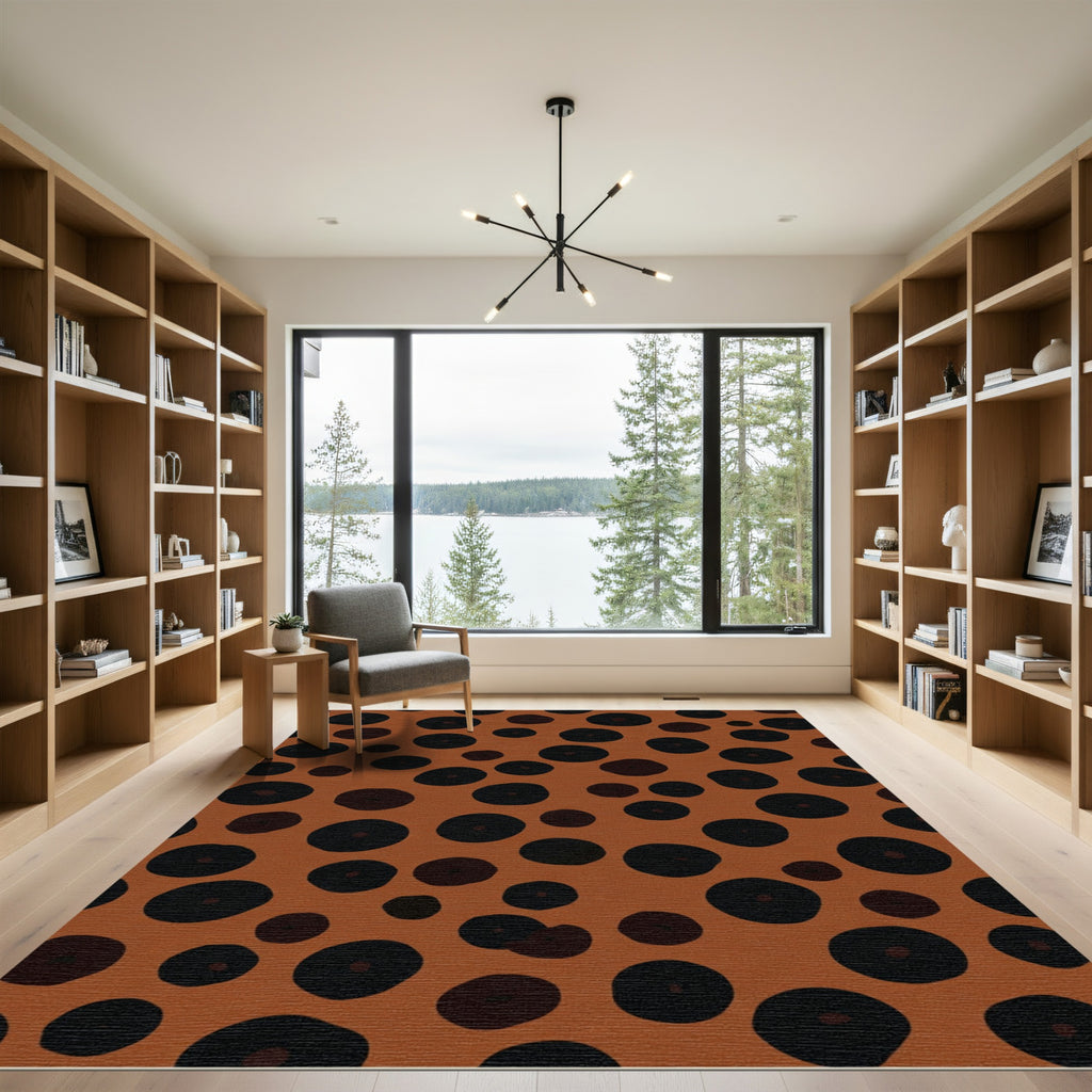Rustic Brown Black Polka Dot Compositions Rug