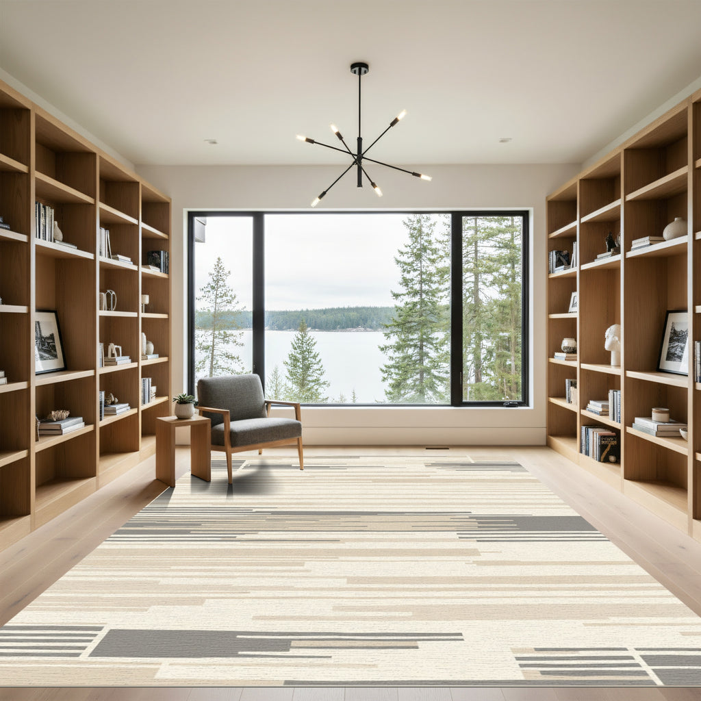 Neutral Linen Stripe Rug