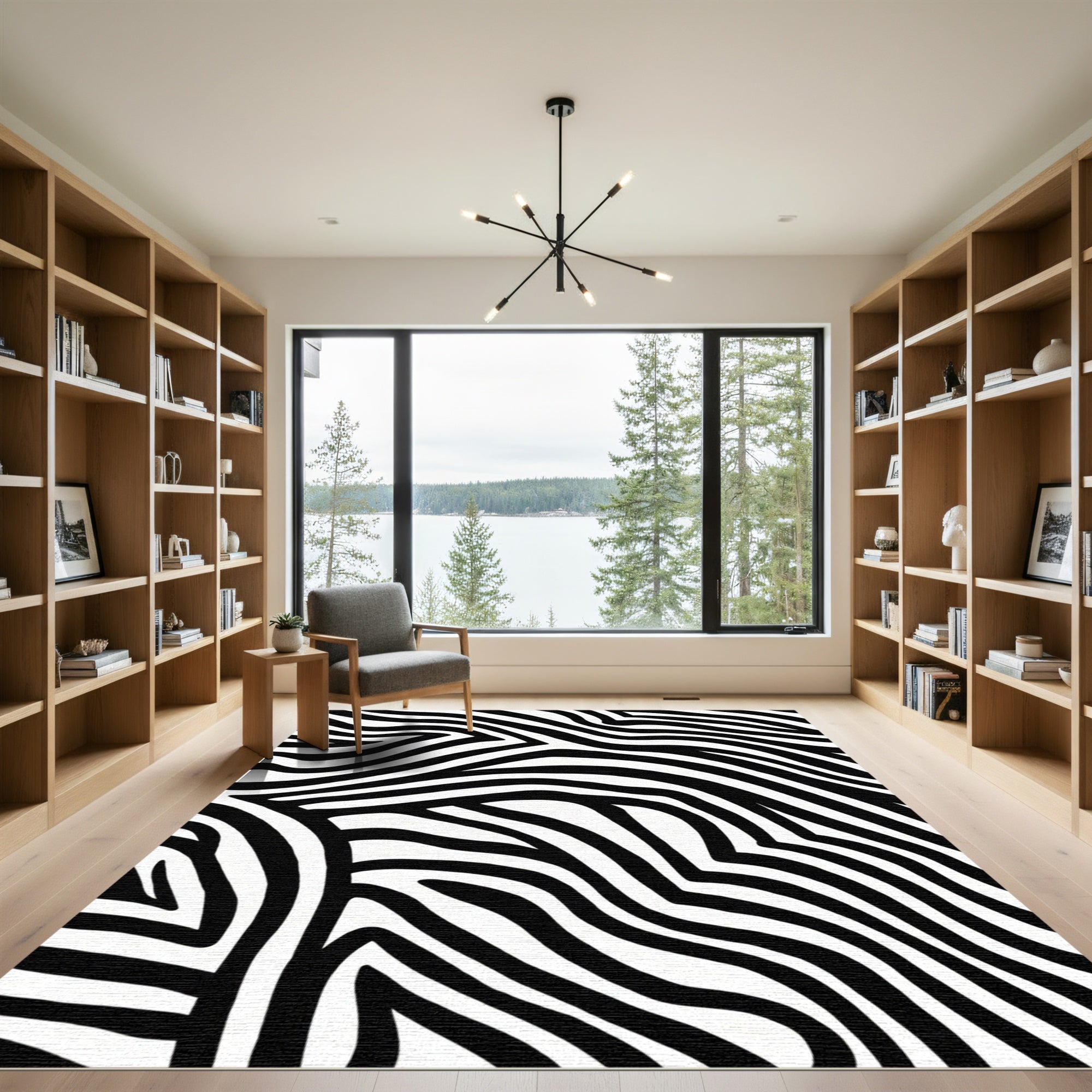 Classic Black White Zebra Stripes Rug