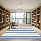 Casual Blue White Stripe Rug