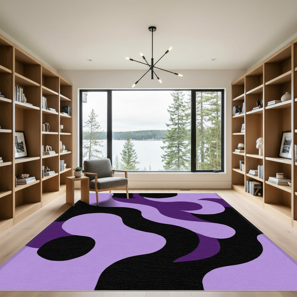 Lilac Black Amethyst Swirl Rug