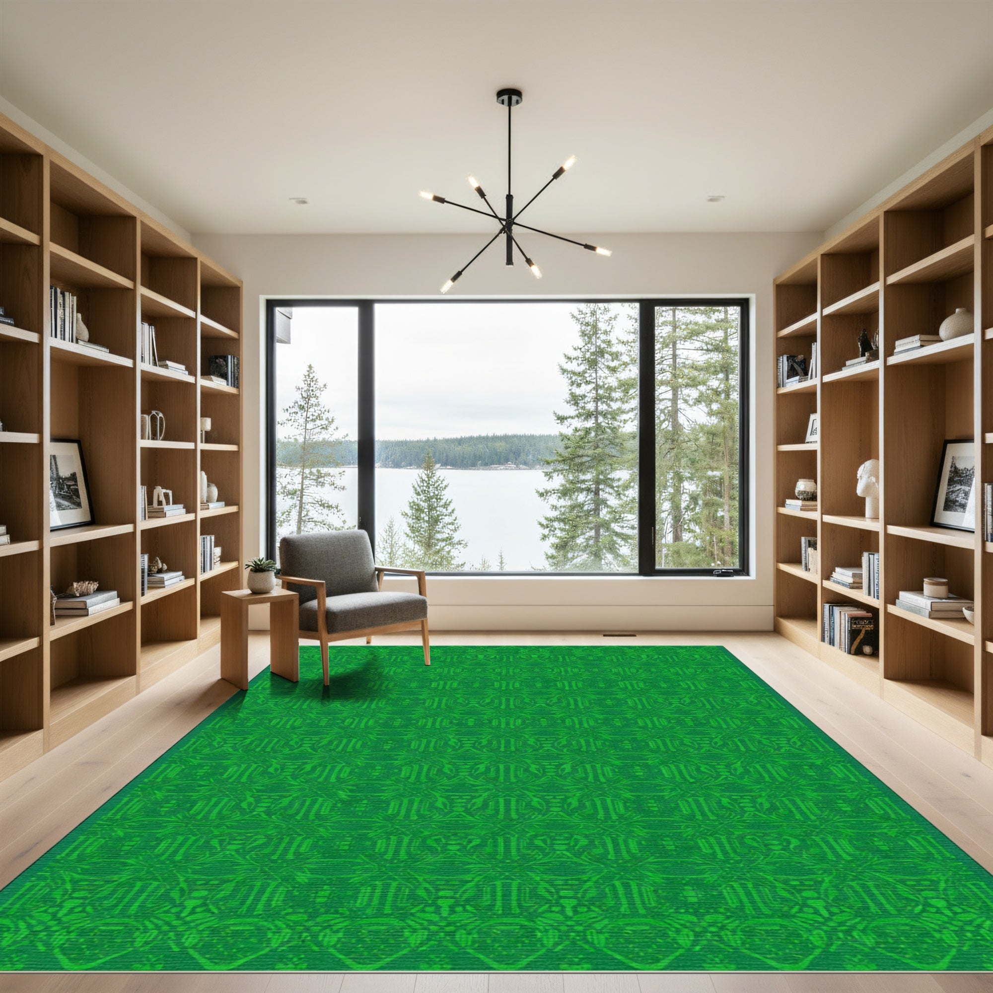 Emerald Green Contemporary Intricate Repeating Rug