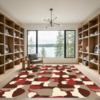 Rustic Crimson Camouflage Abstract Rug