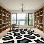 Organic Cream Black Grey Flow Rug