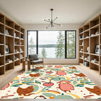 Whimsical Farm Animals And Blossoms Rug