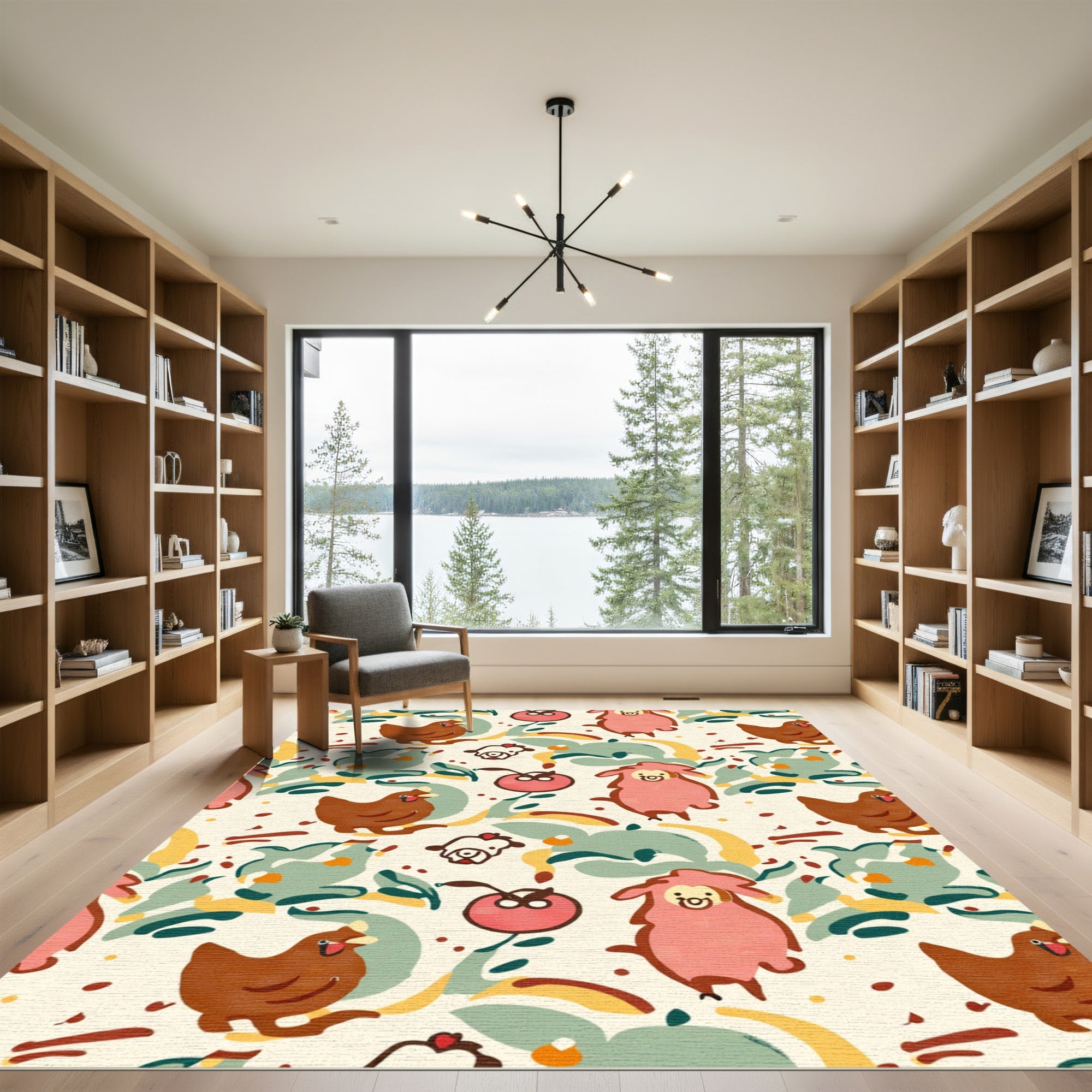 Whimsical Farm Animals And Blossoms Rug