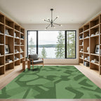 Earthy Green Abstract Camouflage Layout Rug