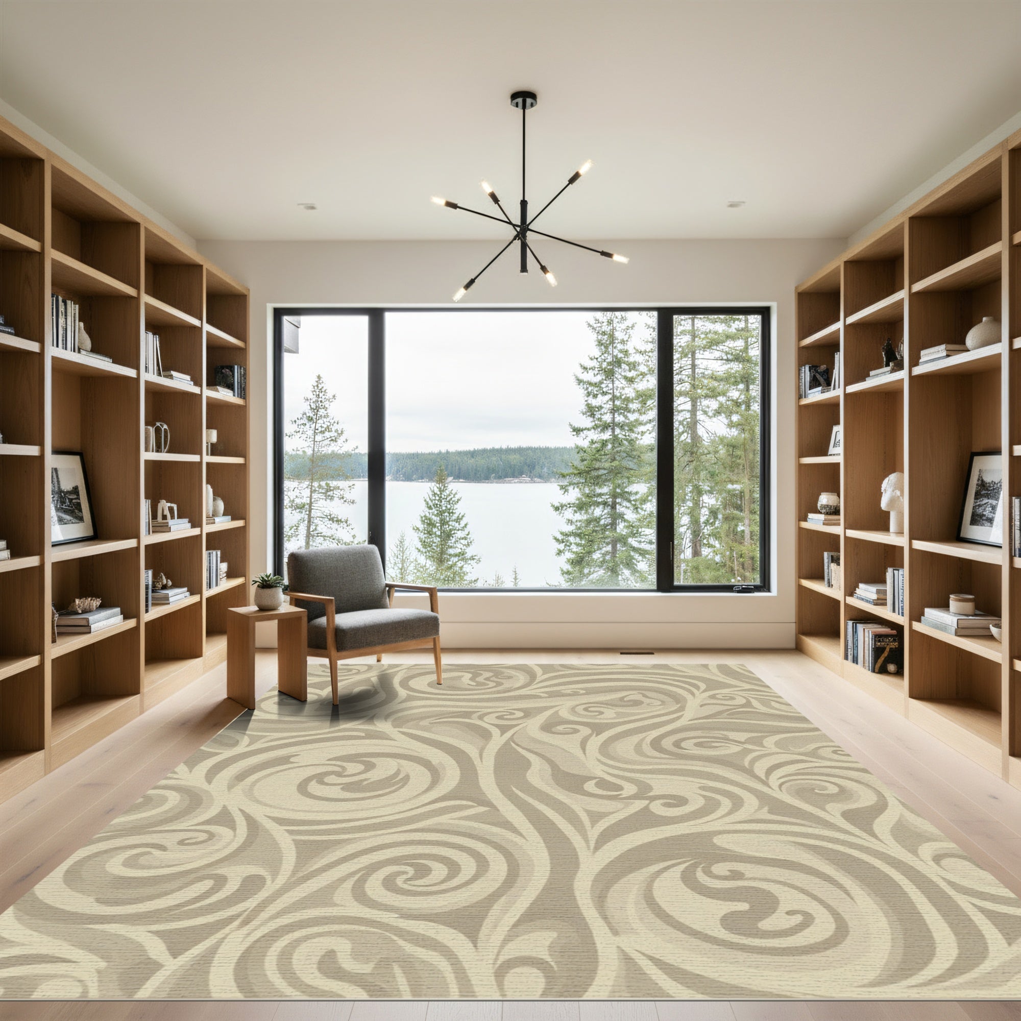 Earthy Tone Swirl Abstract Rug