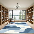 Deep Blue Abstract Organic Flow Rug