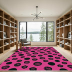 Hot Pink Black Rose Dot Rug