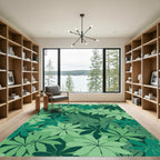 Shades Of Green Tropical Leaf Rug
