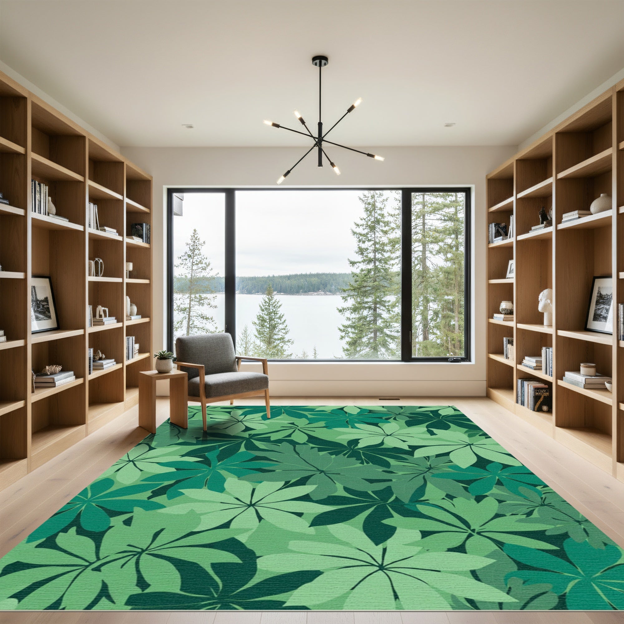 Shades Of Green Tropical Leaf Rug