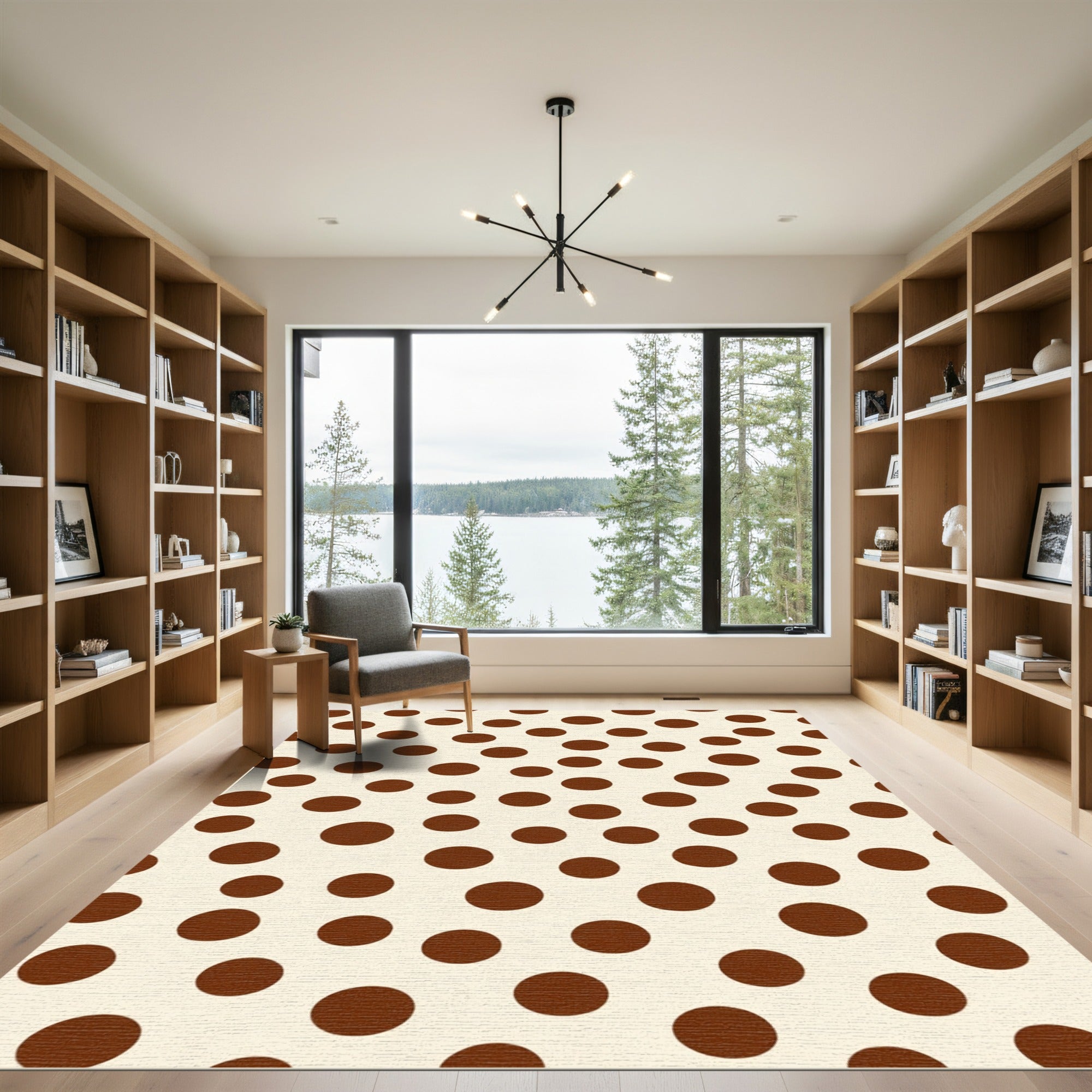 Creamy Brown Polka Dot Scatter Rug