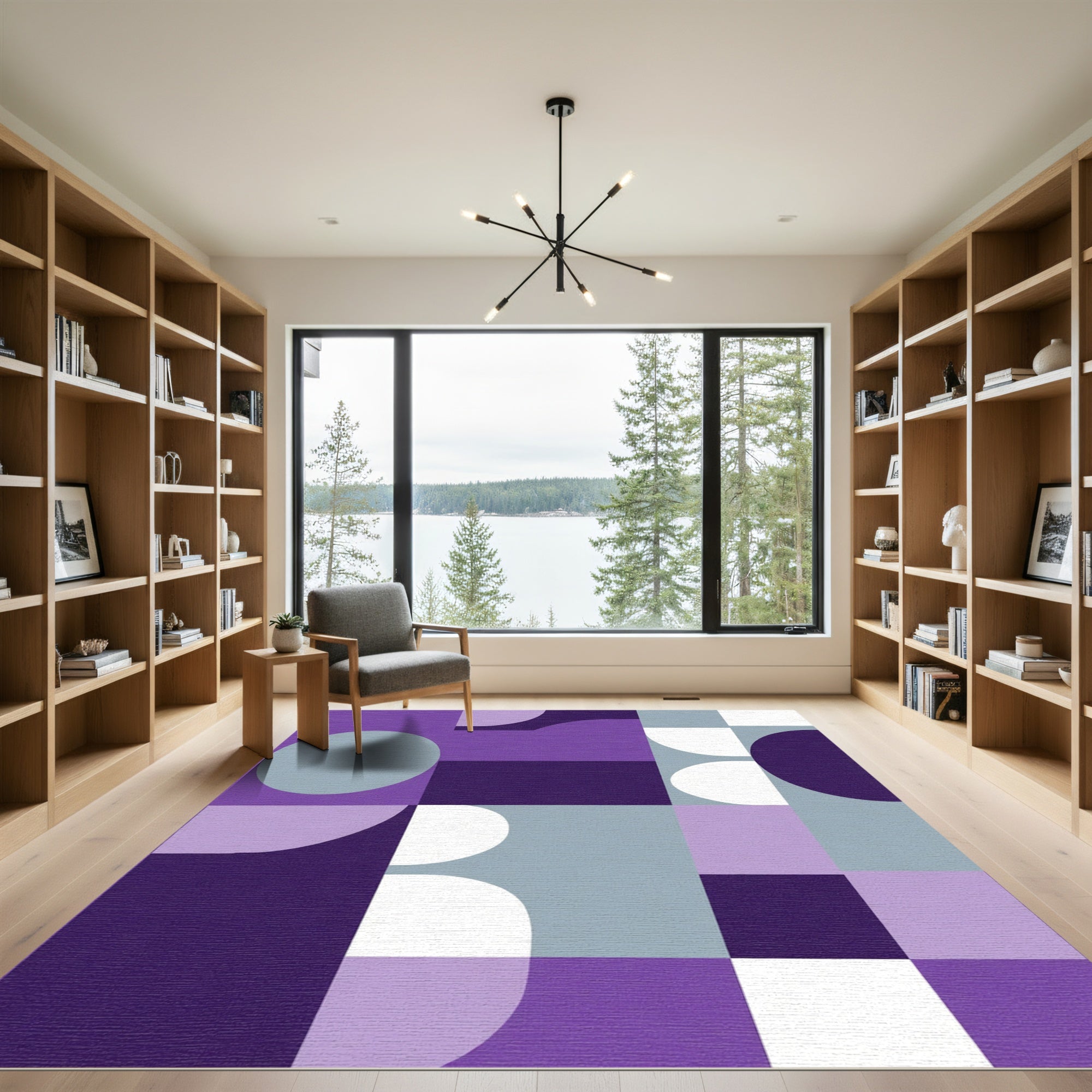 Abstract Purple Geometric Circles Rug