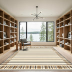 Tartan Stripe Border Cream Rug