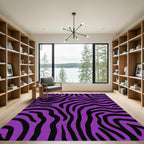 Vibrant Purple Black Zebra Stripes Rug