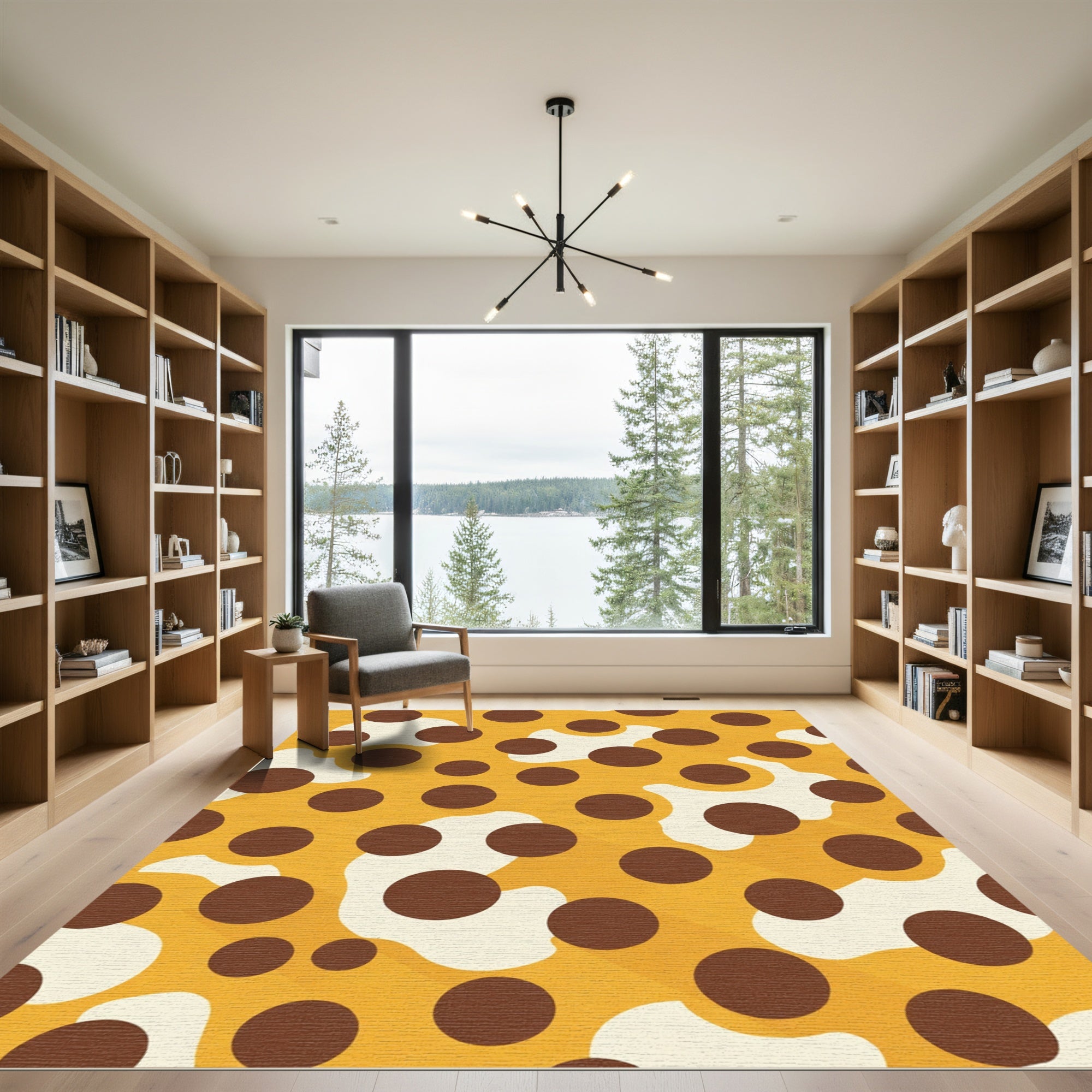 Orange Brown Polka Dot Blob Rug