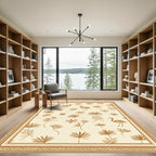 Golden Flamingo Tropical Leaf Border Rug
