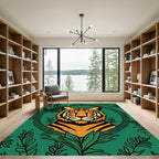 Bold Orange Tiger Jungle Frame Rug