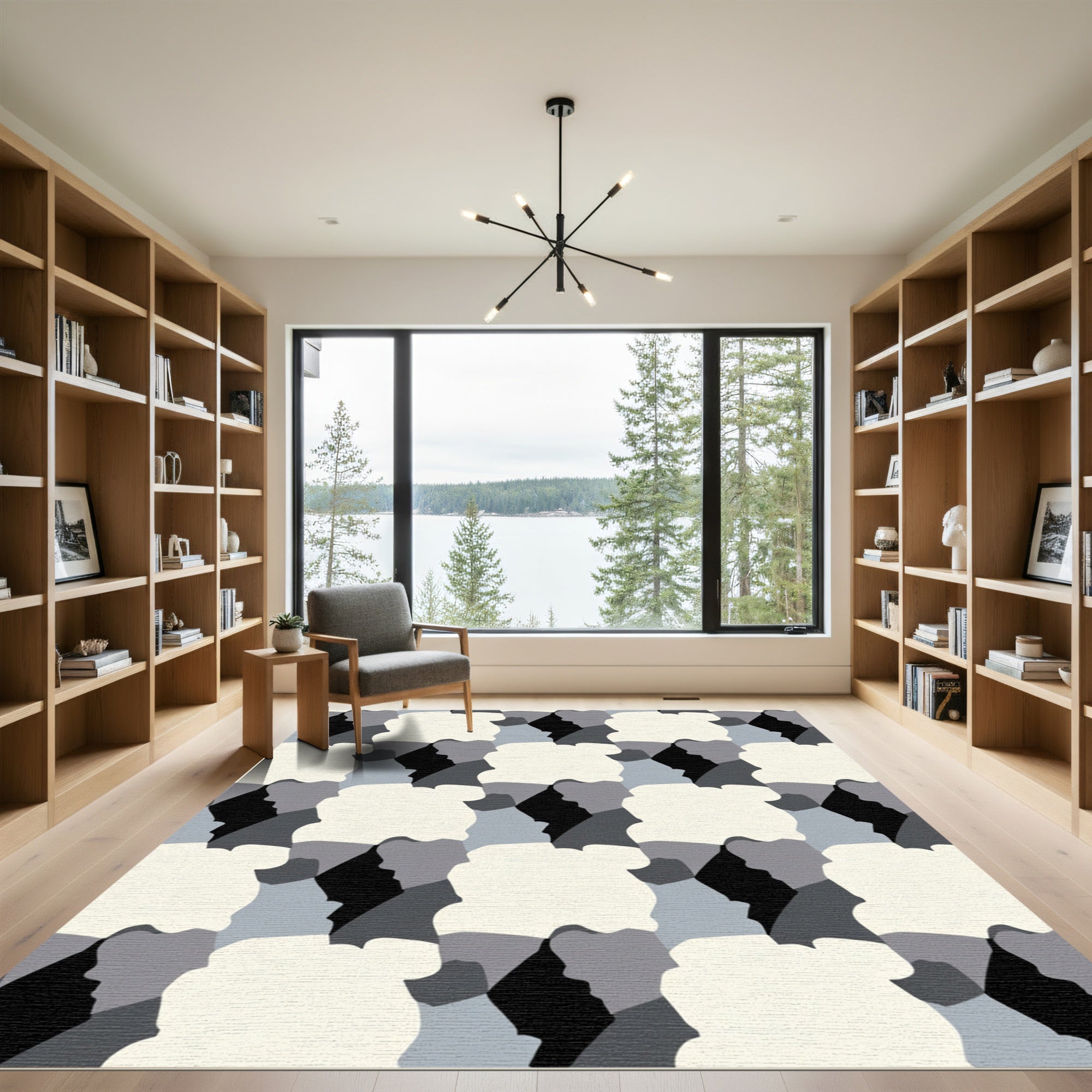 Monochromatic Abstract Profile Collage Rug