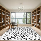 Minimalist Black Confetti Squares Circles Rug