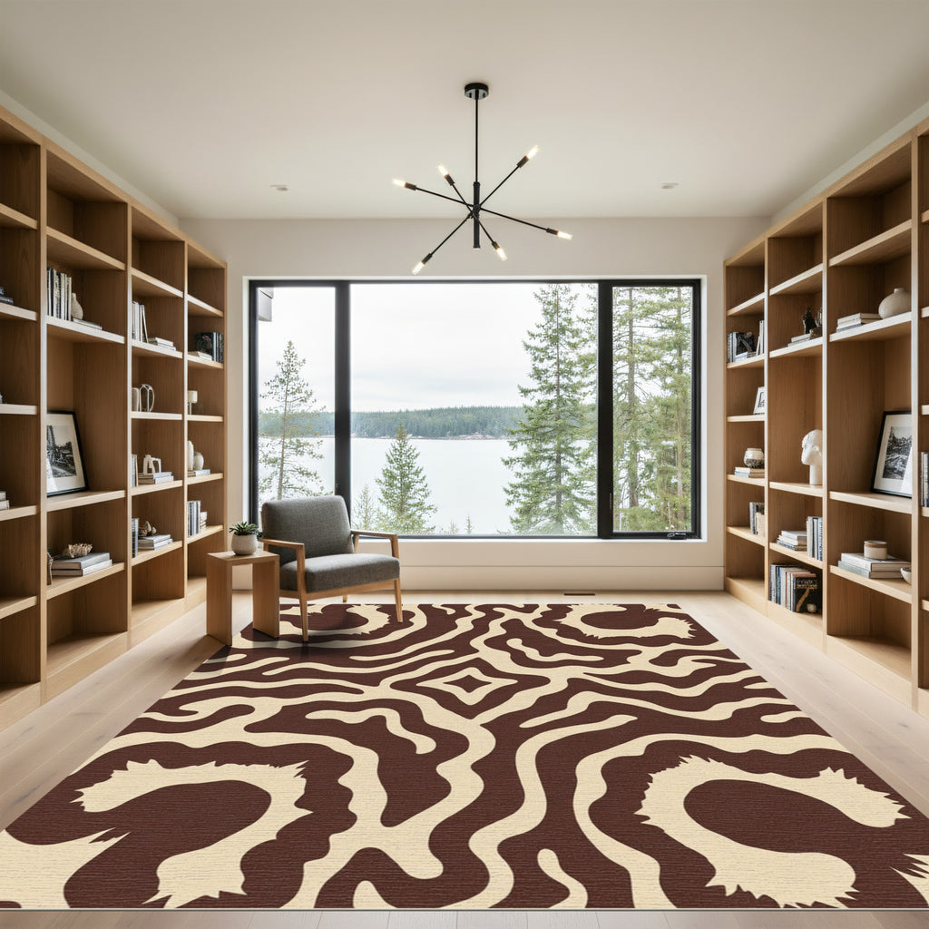 Brown Beige Organic Swirl Rug