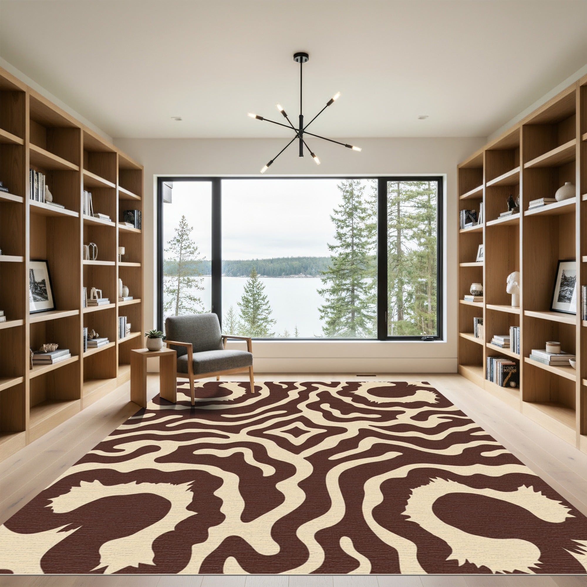Brown Beige Organic Swirl Rug