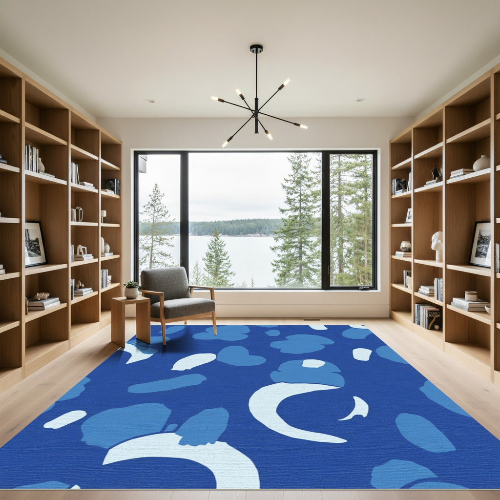 Abstract Teal Spots Organic Shapes Rug