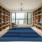 Deep Blue Horizontal Stripe Abstract Rug