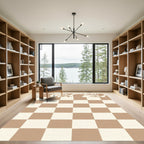 Brown Cream Checkerboard Swirl Rug