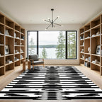 Bold Black White Geometric Lattice Rug