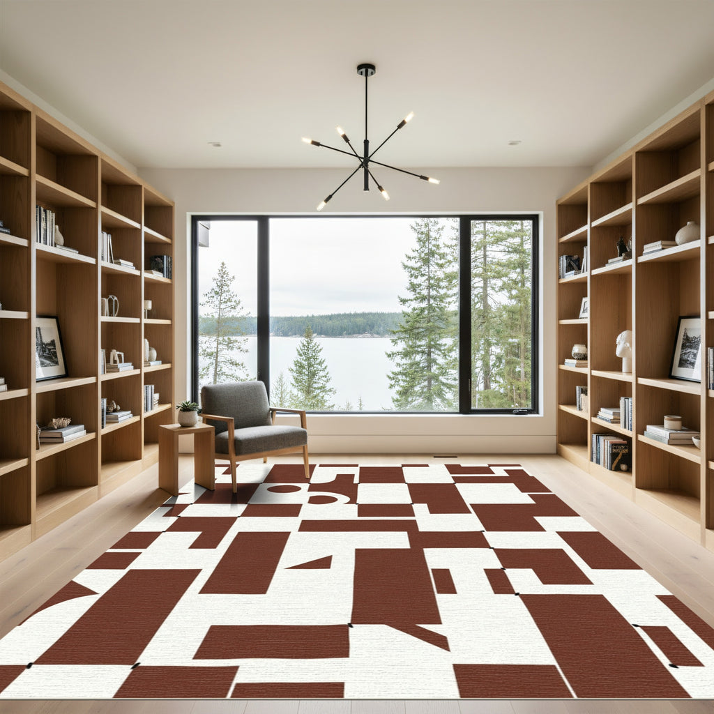 Bold Brown Geometric Balance Rug