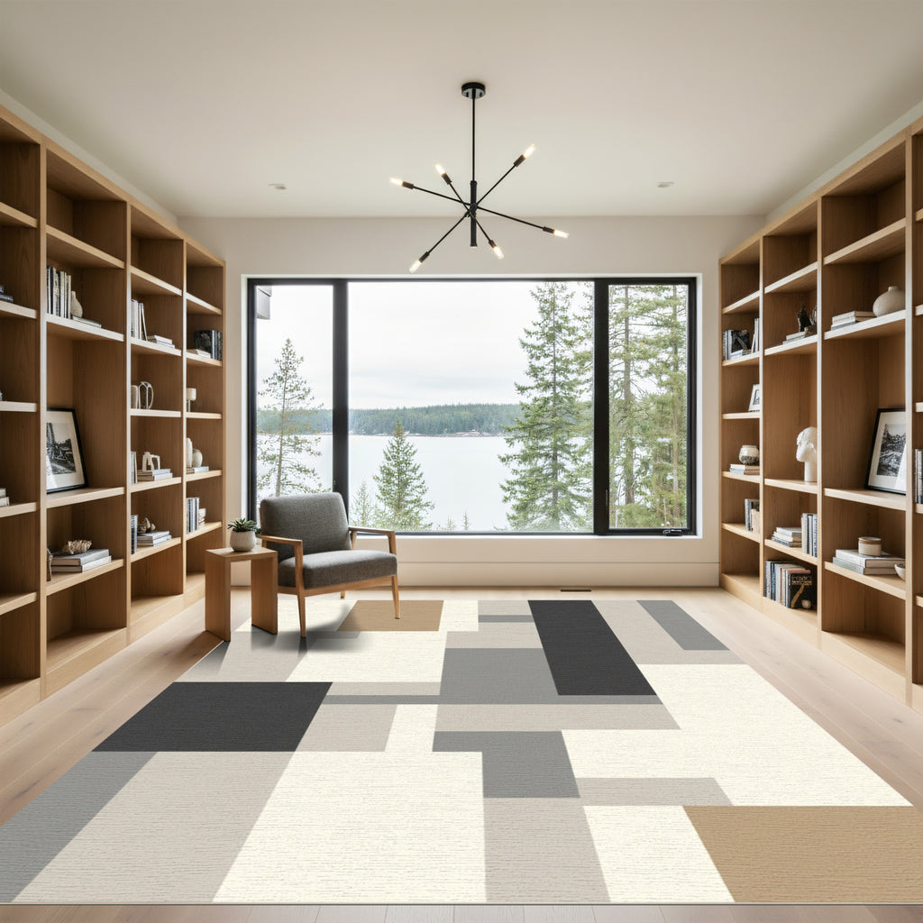Modern Abstract Rectangle Block Rug
