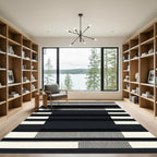 Abstract Monochrome Stripes Geometric Rug