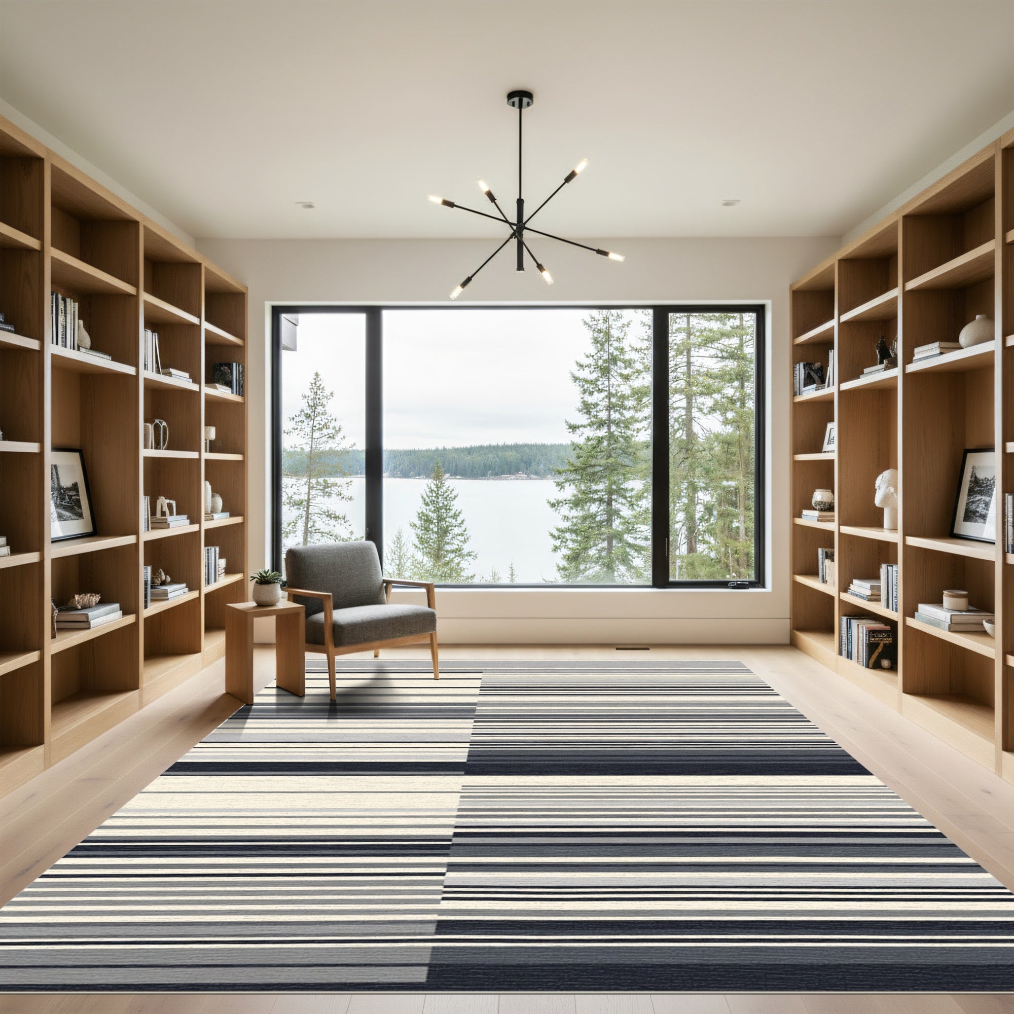 Cool Toned Stripe Blocks Rug